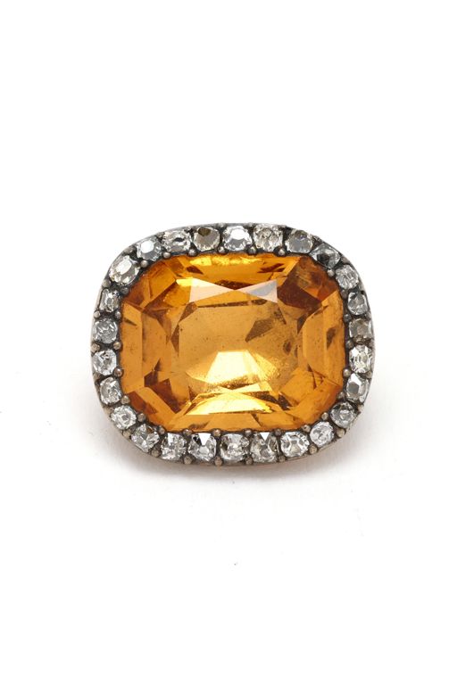 Antique Gold, Topaz, and Diamond Brooch
