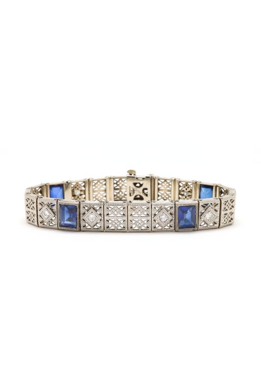 14k Gold Diamond and Sapphire Bracelet