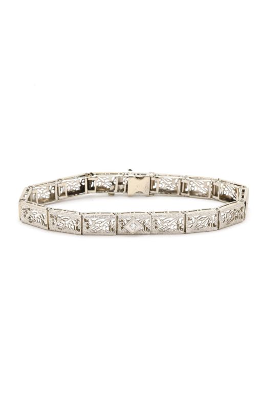 Antique White Gold and Diamond Bracelet