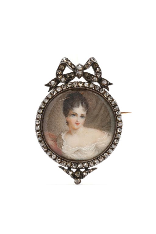18k Gold and Silver Diamond Brooch