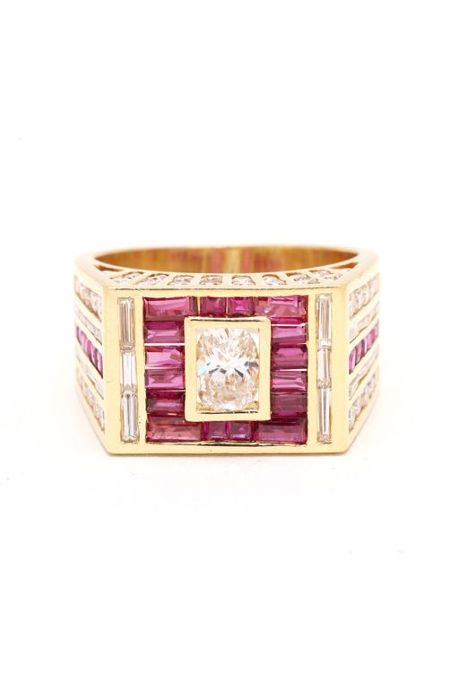 Gold, Ruby, and Diamond Ring