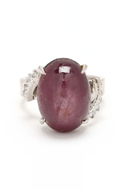White Gold, Star Ruby, and Diamond Ring