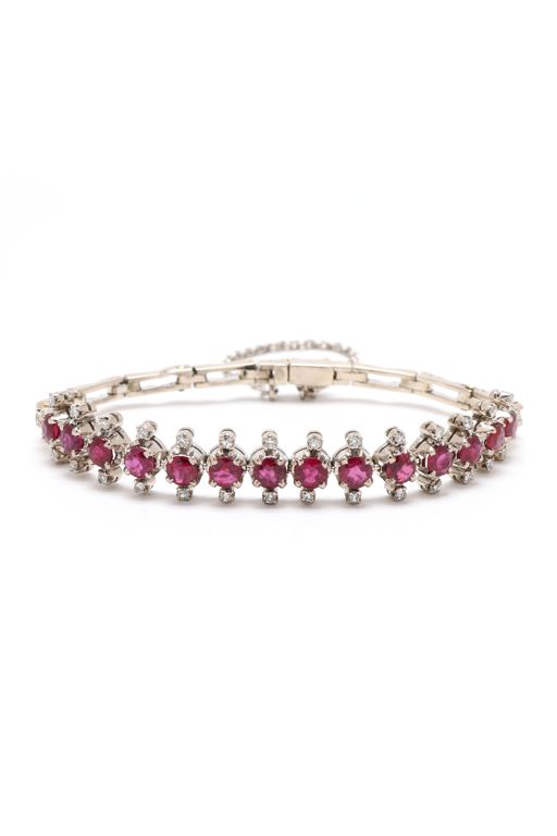 Gold Over Silver, Ruby, and Diamond Bracelet