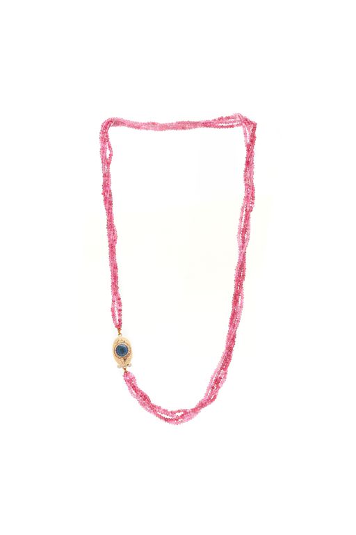 Gold and Pink Spinel Multi-Strand Necklace