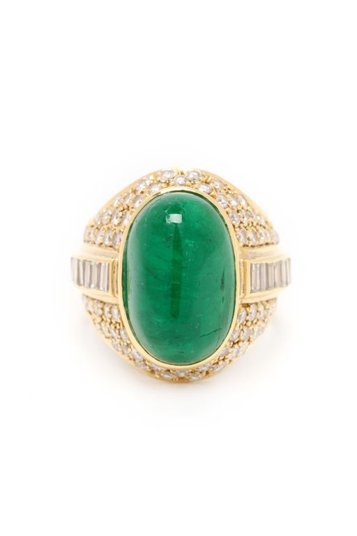 18k Gold Emerald and Diamond Ring