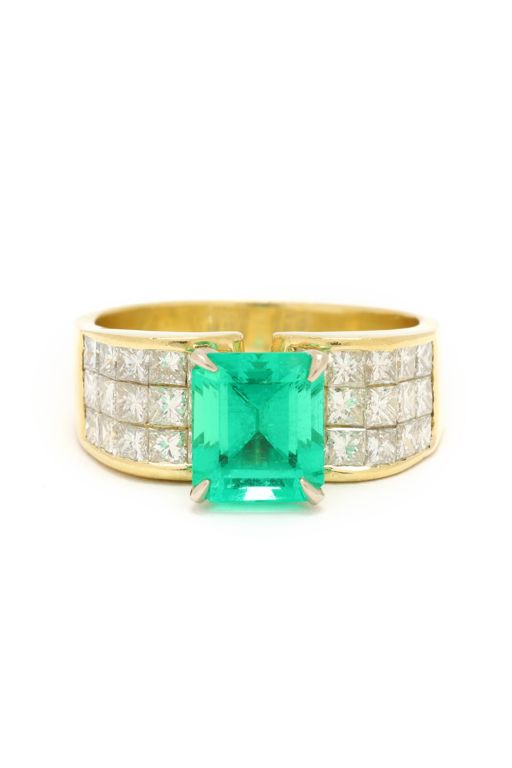 Gold, Emerald, and Diamond Ring