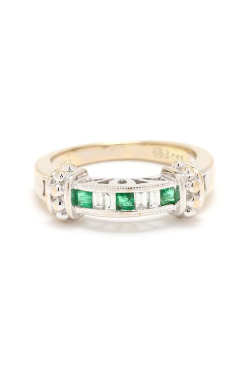 Gold, Emerald, and Diamond Ring