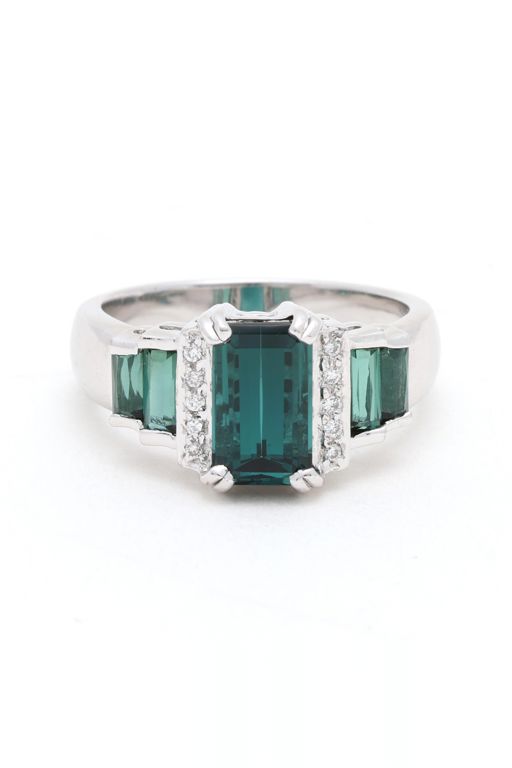 White Gold, Tourmaline, and Diamond Ring
