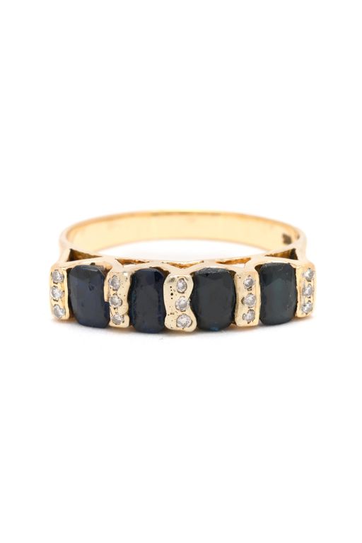 Gold, Sapphire, and Diamond Ring