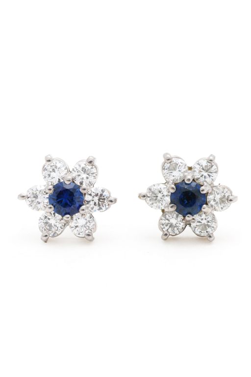 Pair of 14k Gold Sapphire and Diamond Earrings