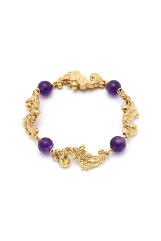 Gold and Amethyst Bead Bracelet