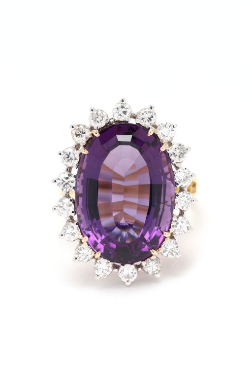 Gold, Amethyst, and Diamond Ring