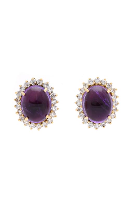 Gold, Amethyst, and Diamond Earrings