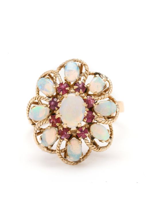 Gold, Opal, and Ruby Ring