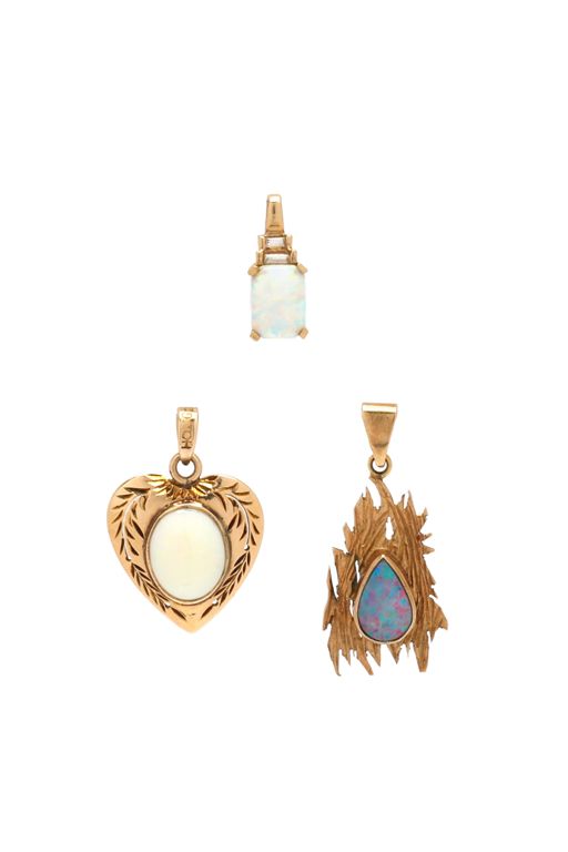 Three Gold and Opal Pendants