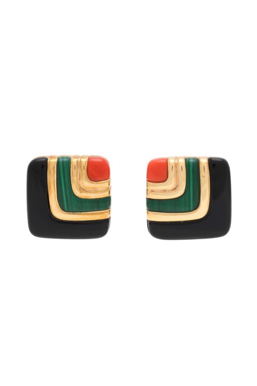 Pair of 14k Gold Multi-Gem Earrings