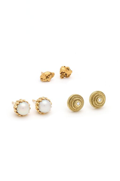 Group of Gold and Gem-Set Stud Earrings