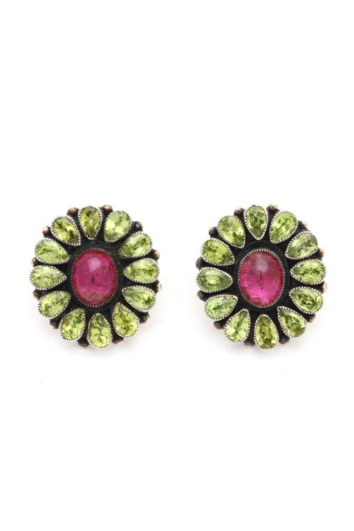 Pair of Sterling Silver Multi-Gem Earrings