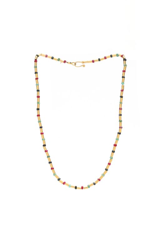 Gold and Gem-Set Beaded Necklace