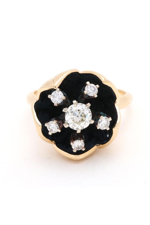 Gold and Diamond Flower Ring