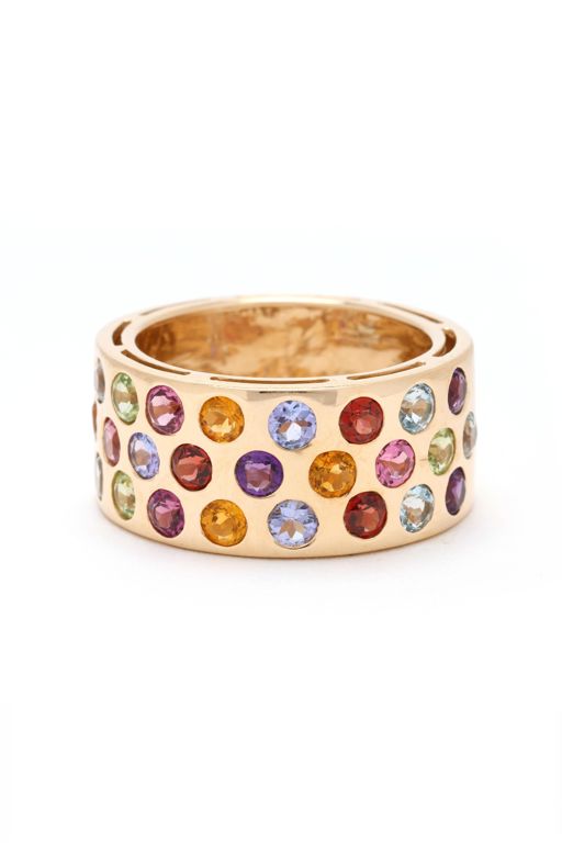 Gold and Multi-Color Gem-Set Band