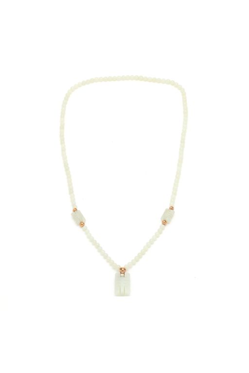 Gold and Nephrite Jade Bead Necklace