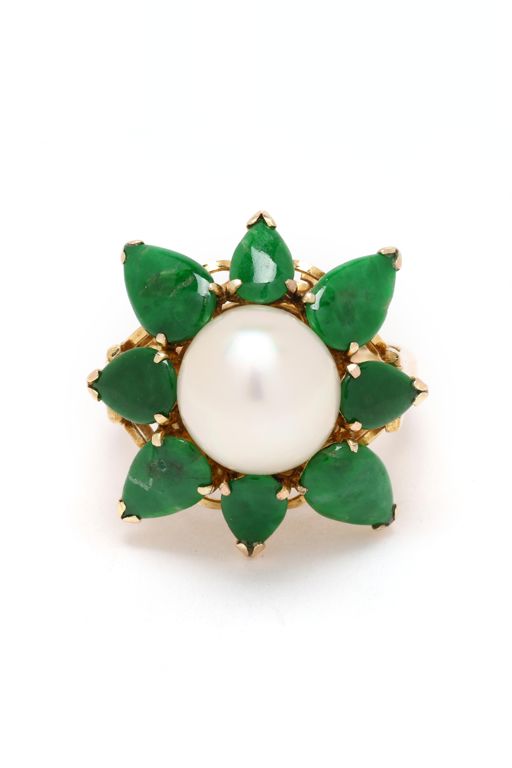 Gold, Pearl, and Jadeite Jade Ring