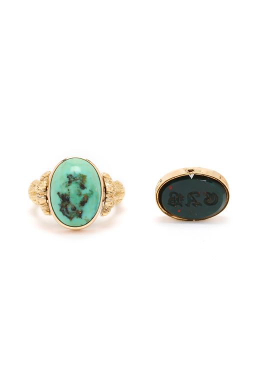 Gold Convertible Charm Ring with Two Charms