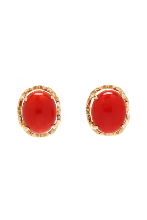 Gold and Carnelian Stud Earrings