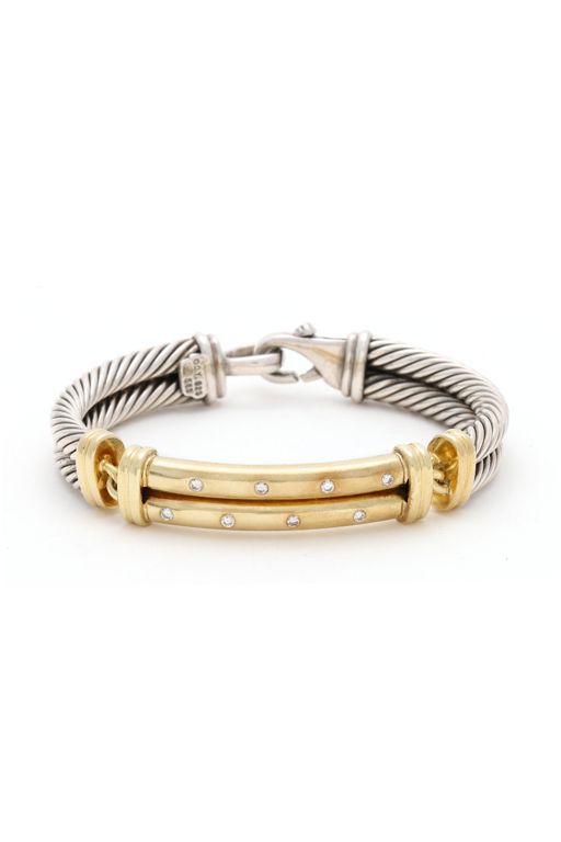 Silver, Gold, and Diamond Bracelet