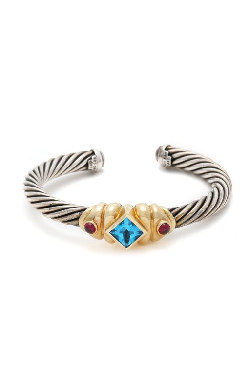 Sterling Silver and 14k Gold Multi-Gem Bracelet