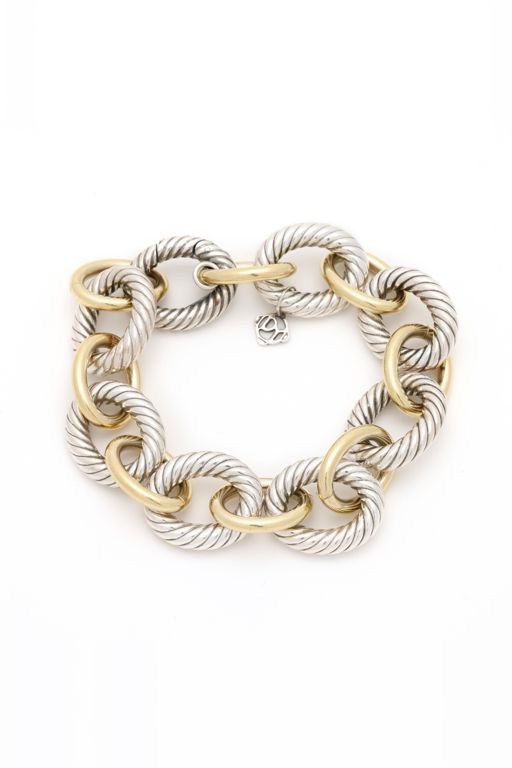 Silver and Gold Oval Link Bracelet