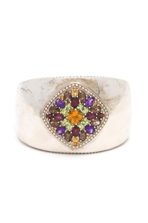 Silver and Gem-Set Cuff Bracelet