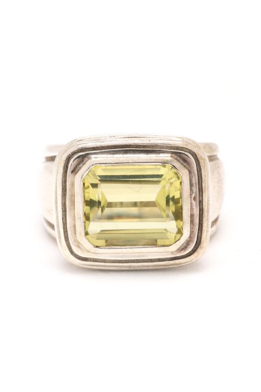 Sterling Silver Praseolite Quartz Ring