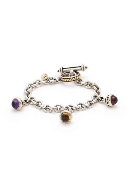 Silver, Gold, and Gem-Set Charm Bracelet