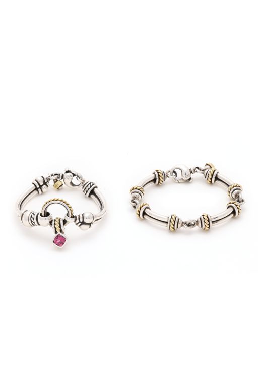 Two Silver and Gold Bracelets