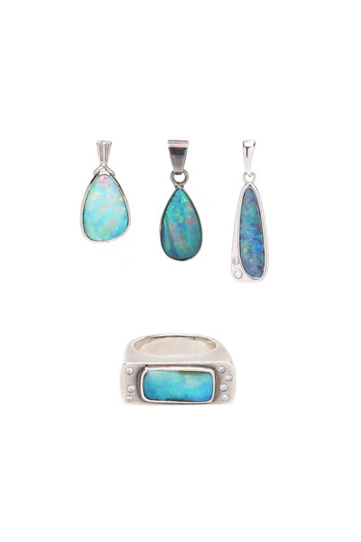 Sterling Silver Opal Jewelry Set