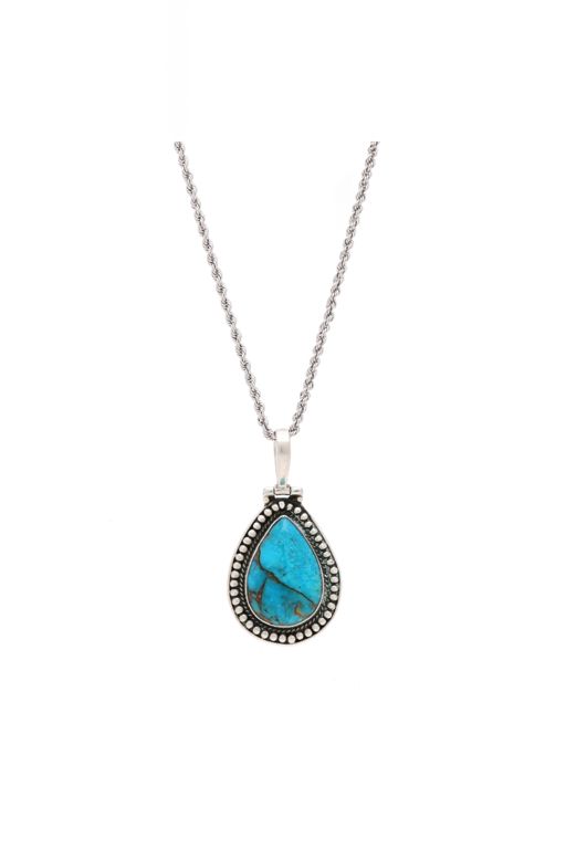 Silver and Turquoise Pendant Necklace