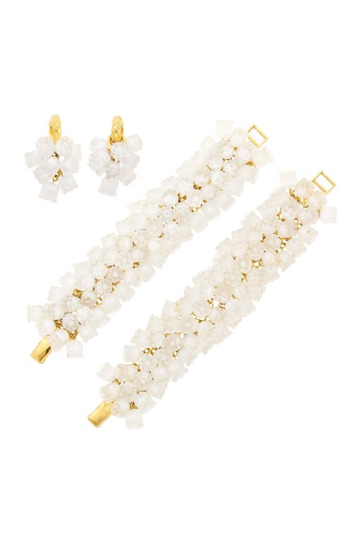 Gilt-Metal Rock Crystal Jewelry Set