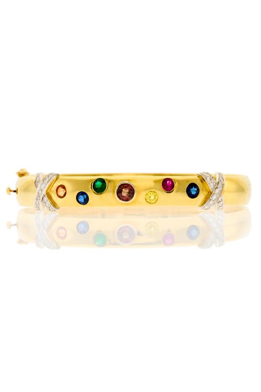 18k Gold and Platinum Multi-Gem Bracelet