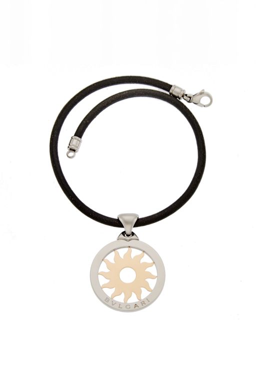18k Gold and Steel Pendant Necklace