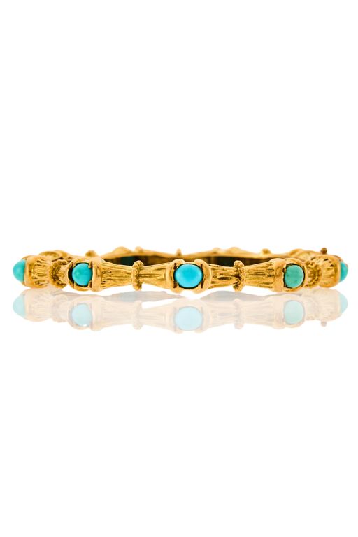 18k Gold Turquoise Bangle Bracelet