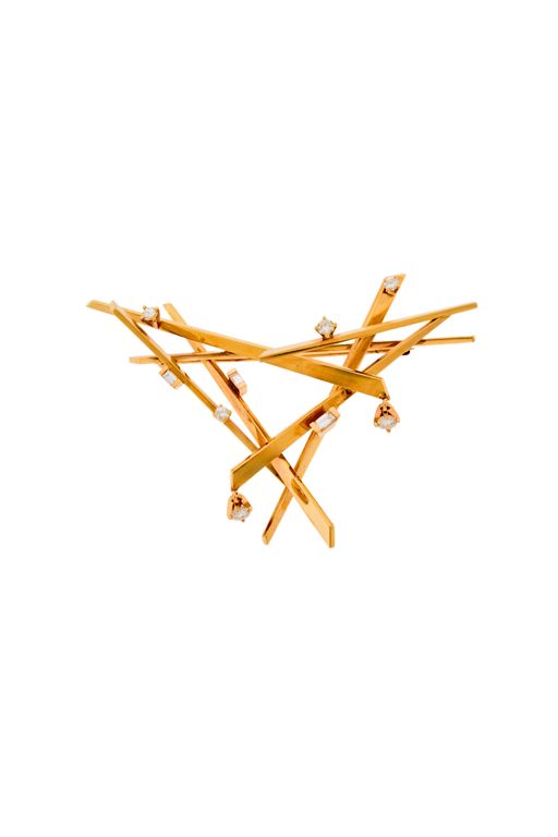 14k Gold Diamond Brooch
