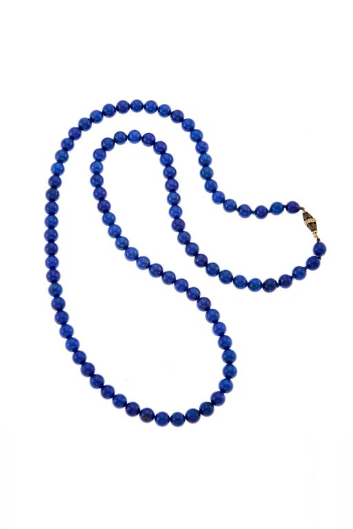 18k Gold and Sterling Silver Lapis Necklace
