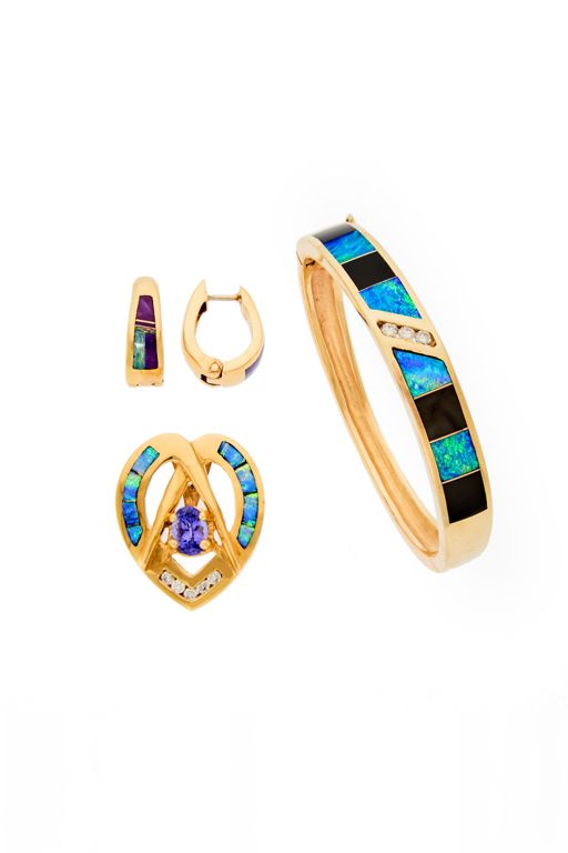 14k Gold Multi-Gem Jewelry Set