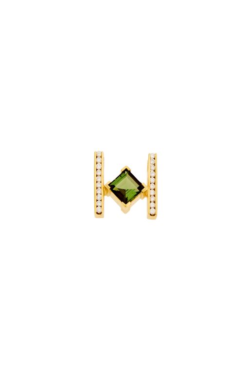 18k Gold Tourmaline and Diamond Pendant