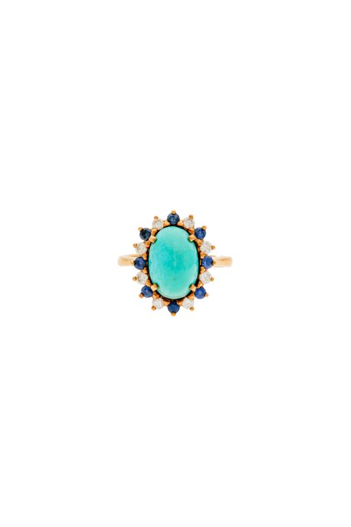 Gold, Turquoise, Sapphire and Diamond Ring