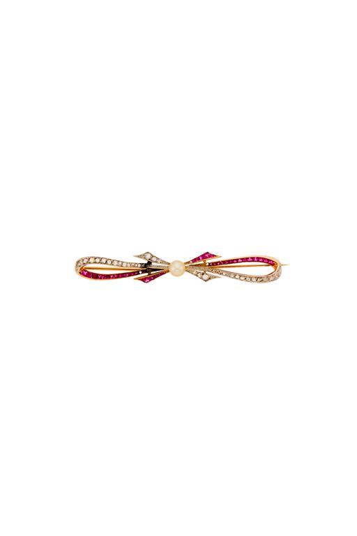 Platinum and Gold Multi-Gem Brooch