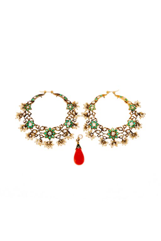 Gold Multi-Gem Earrings and Pendant