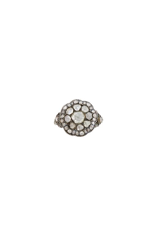 Low Karat Gold and Silver Diamond Ring